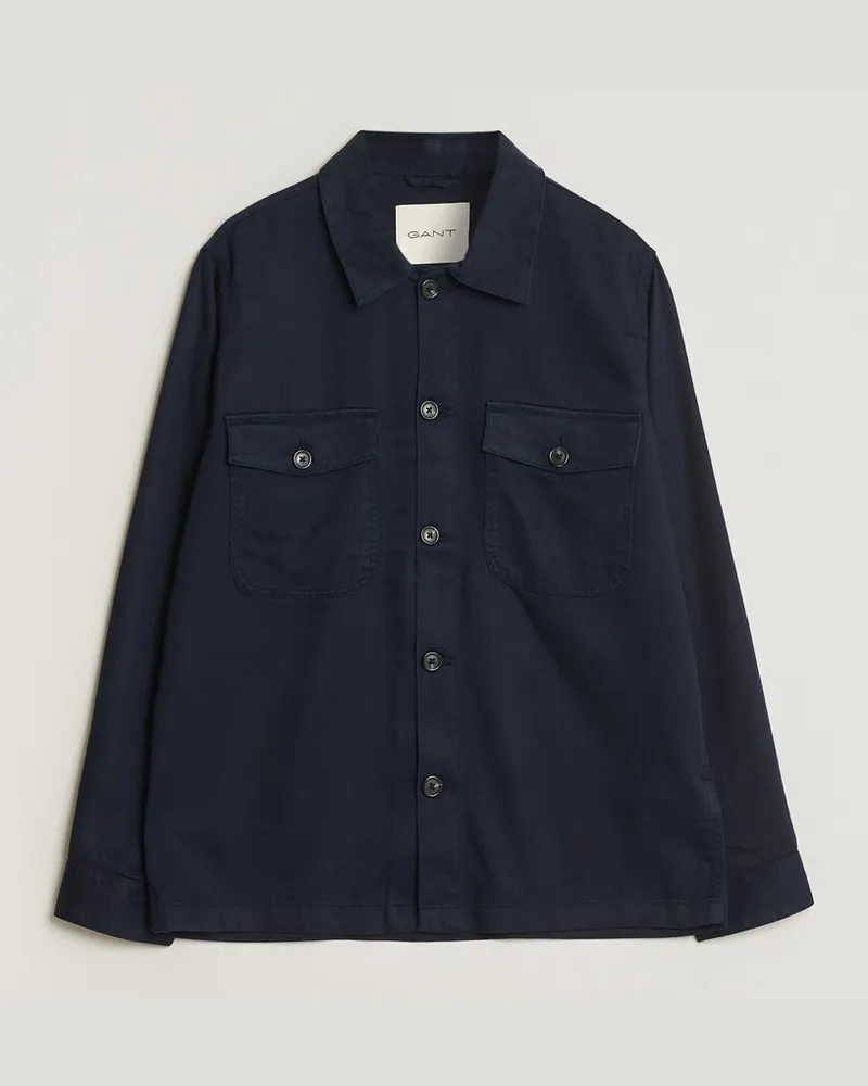 Gant Regular Fit Lyocell Overshirt Evening Blue Blau