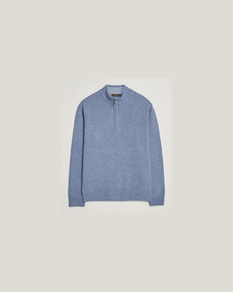 Oscar Jacobson Paul Wool/Cashmere Half-Zip Light Blue Blau