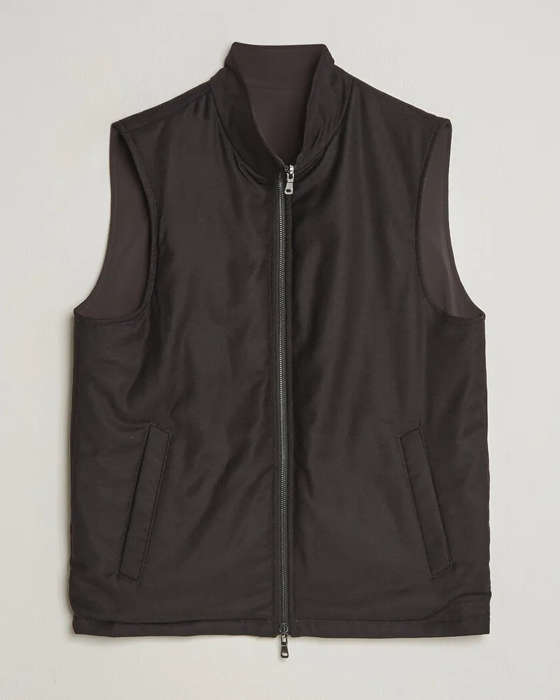 Oscar Jacobson Nylon/Wool Reversible Vest Brown Braun