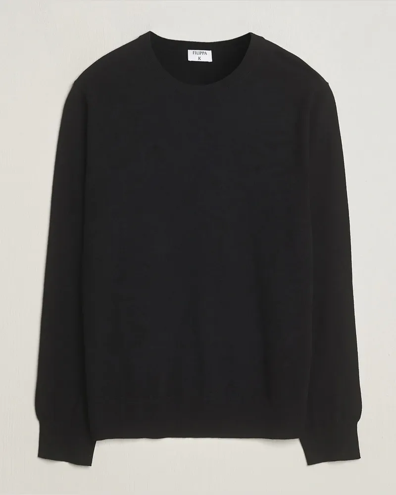 Filippa K Merino Round Neck Sweater Black Schwarz