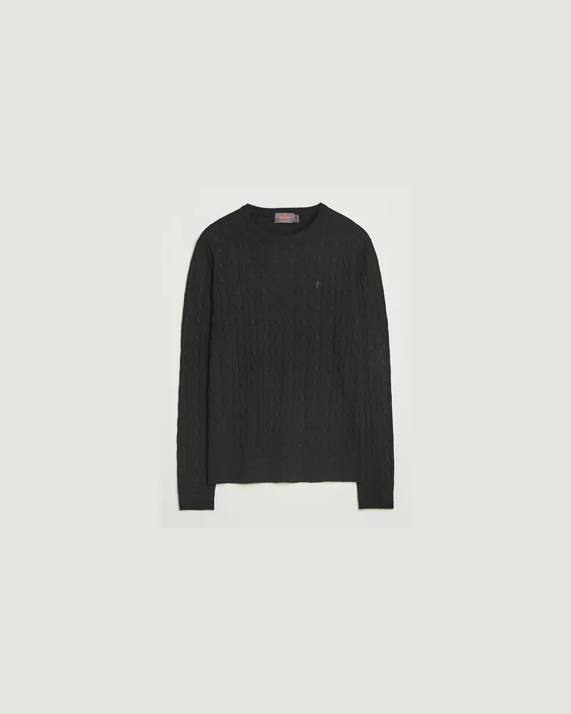 Morris Merino Cable O-Neck Black Schwarz
