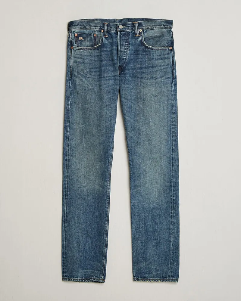 RRL Slim Fit Selvedge Denim Hillsview Wash Blau