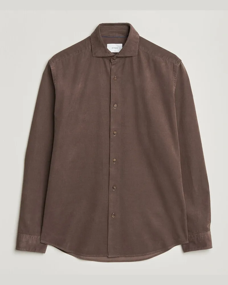 Eton Casual Fit Corduroy Shirt Dark Brown Braun