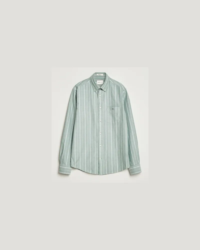 Gant Regular Fit Classic Striped Oxford Shirt Forest Green Grün
