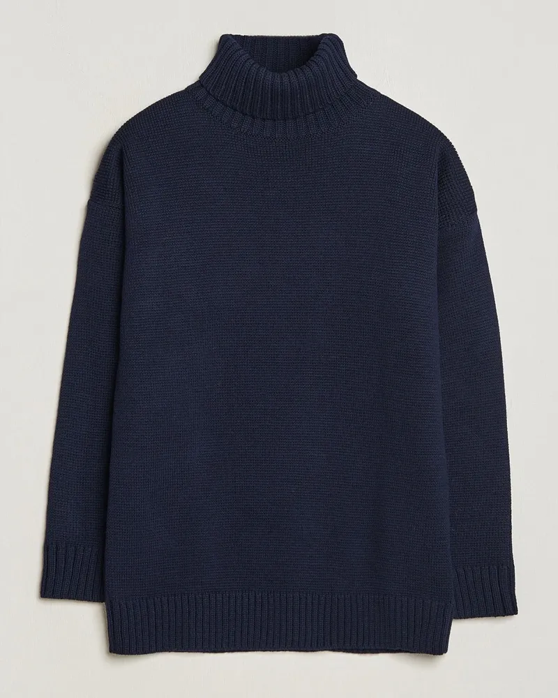 Gloverall Submariner Chunky Wool Rollneck Navy Blau