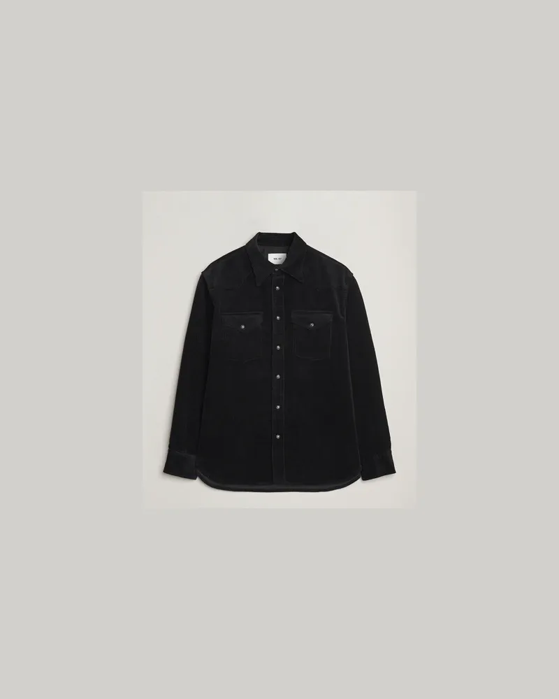 NN 07 Ricky Corduroy Overshirt Black Schwarz