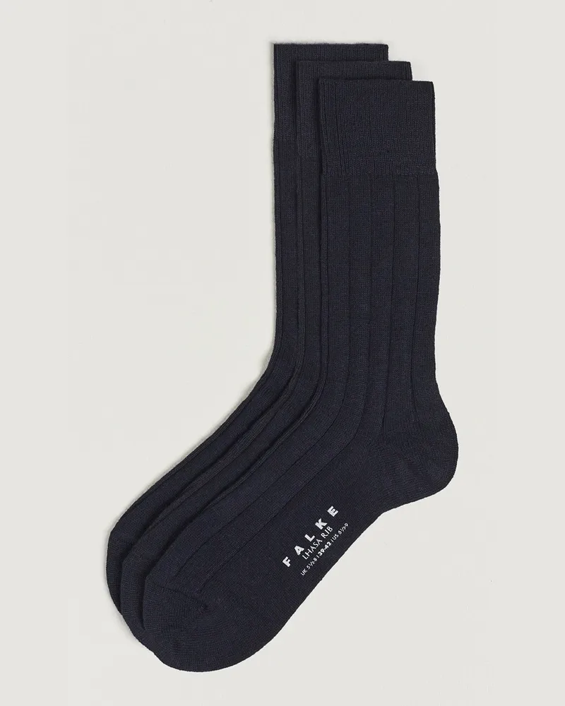 Falke 3-Pack Lhasa Cashmere Socks Dark Navy Blau