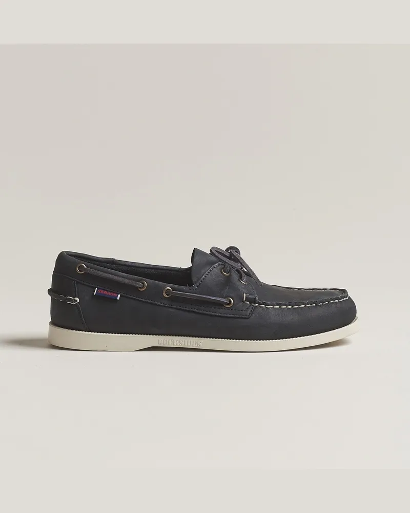 Sebago Dockside Nubuck Boat Shoe Blue Navy Blau
