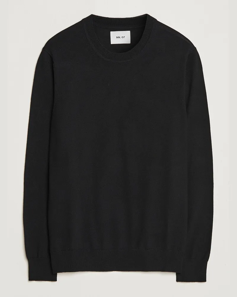 NN 07 Ted Merino Crew Neck Pullover Black Schwarz