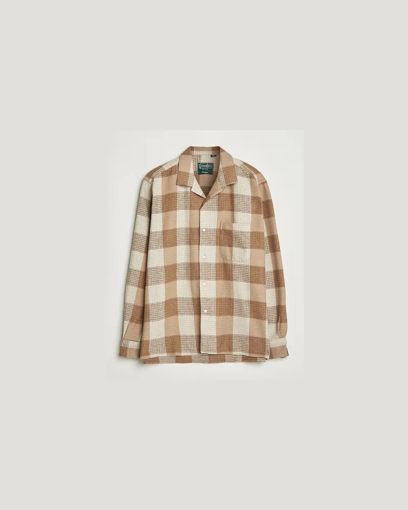 Gitman Vintage Brushed Waffle Camp Shirt Brown Check Braun