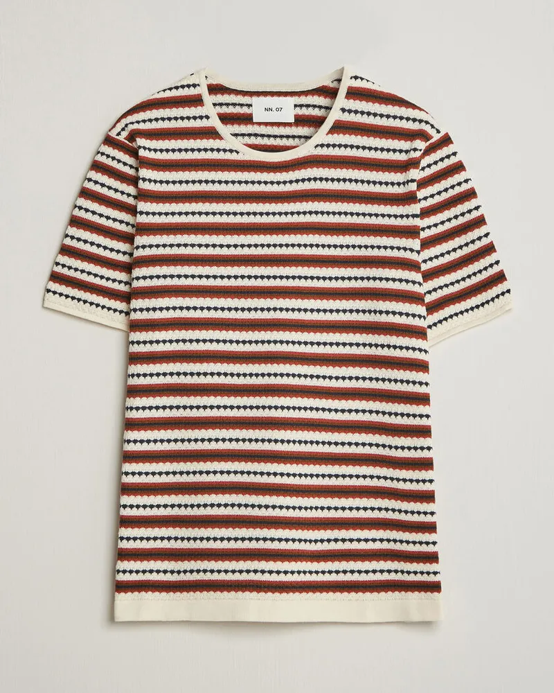 NN 07 Bari Knitted Striped T-Shirt Multi Mehrfarbig