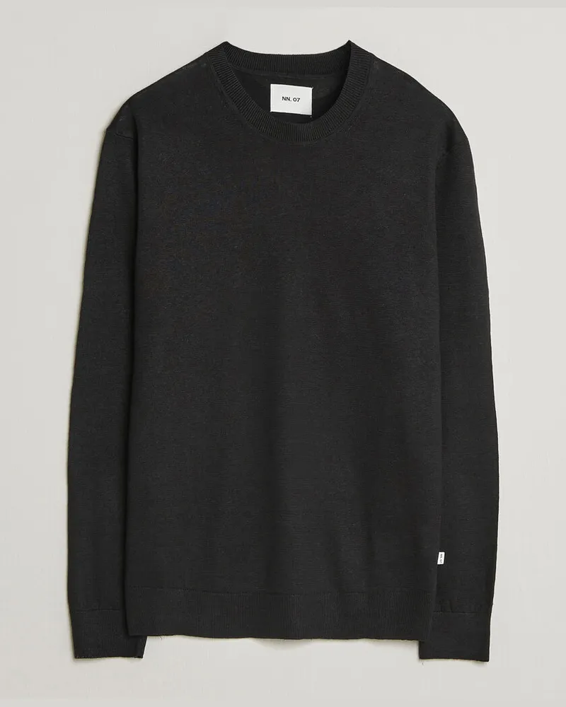 NN 07 Ted Linen Knitted Sweater Black Schwarz