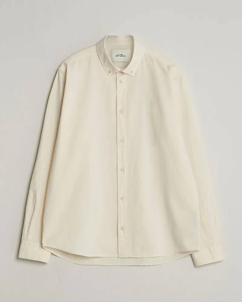 LES DEUX Konrad Cotton/Linen Shirt Eggnog White Weiß