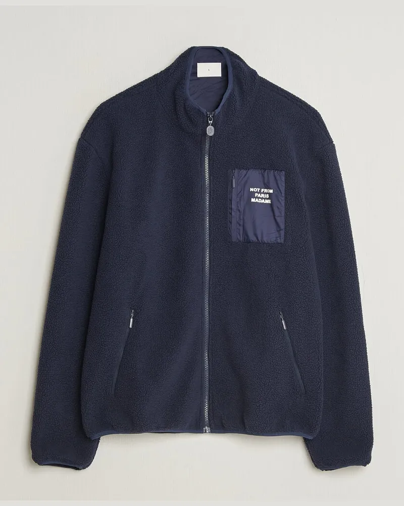 Drôle de Monsieur Slogan Sherpa Jacket Navy Blau