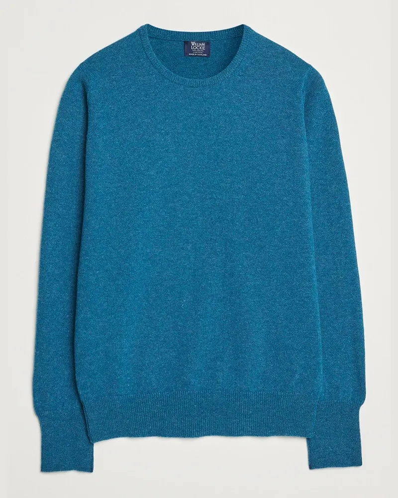 William Lockie Rob Lambswool Crewneck Mallard Blau