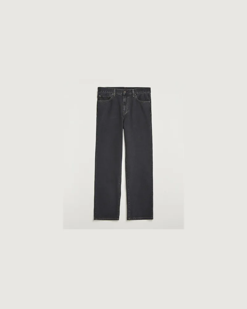 Carhartt WIP Aaron Pant Smith Denim Black Stone Wash Schwarz