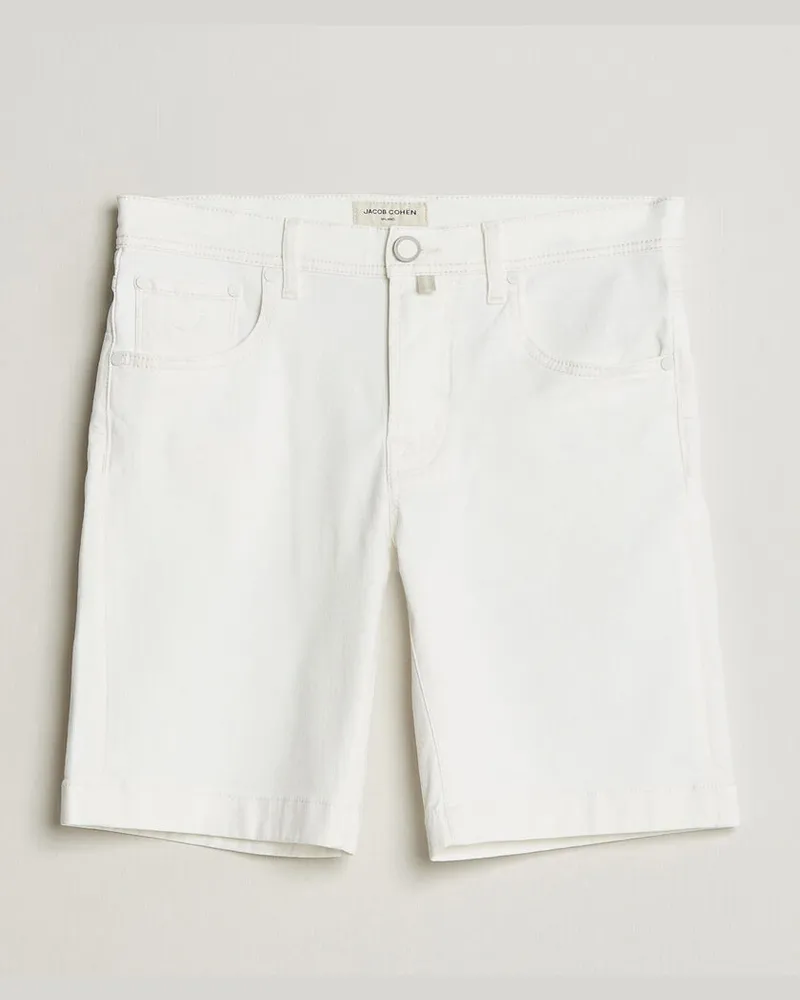 Jacob Cohën Nicolas Bull Stretch Denim Shorts White Weiß