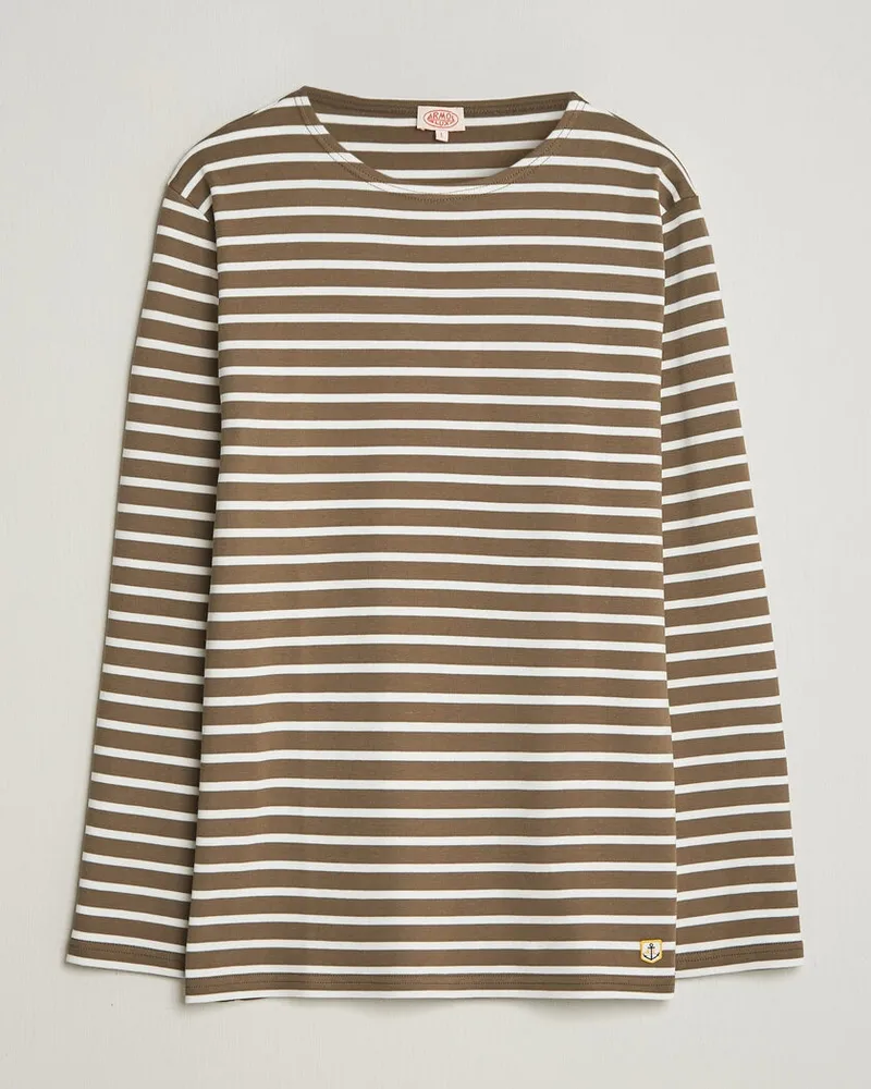 Armor-Lux Houat Héritage Stripe Long Sleeve T-Shirt Olive/Milk Mehrfarbig