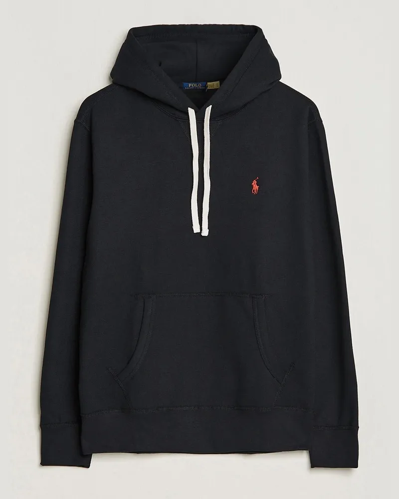 Ralph Lauren RL Fleece Hoodie Polo Black Schwarz
