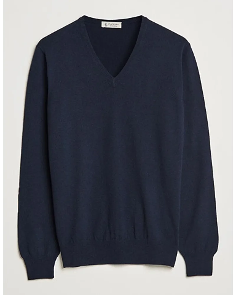 Piacenza Cashmere Cashmere V Neck Sweater Navy Blau