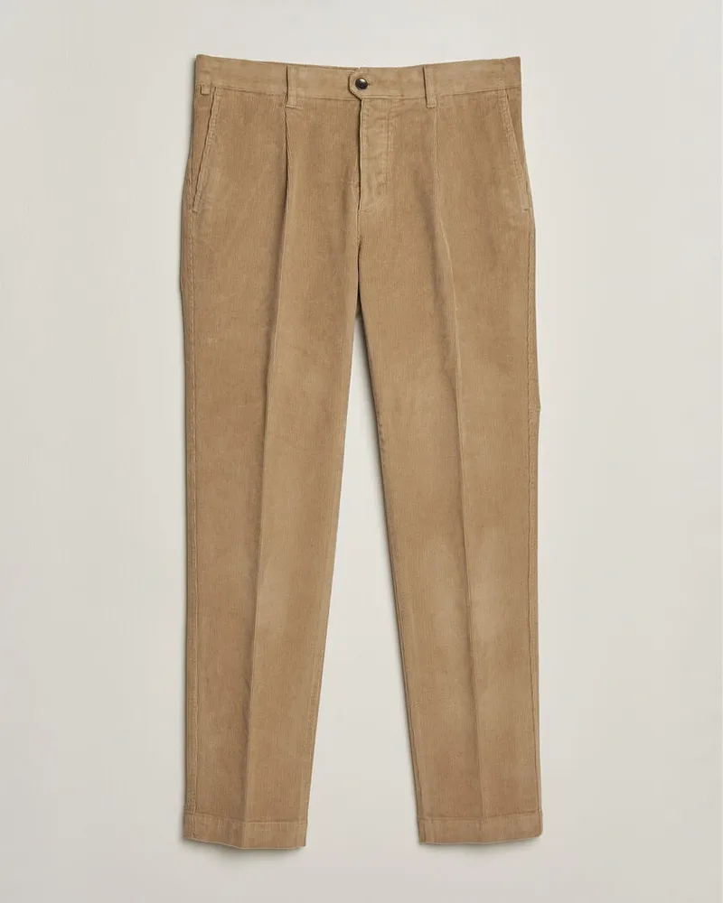 Incotex Regular Fit Washed Corduroy Slacks Khaki Beige