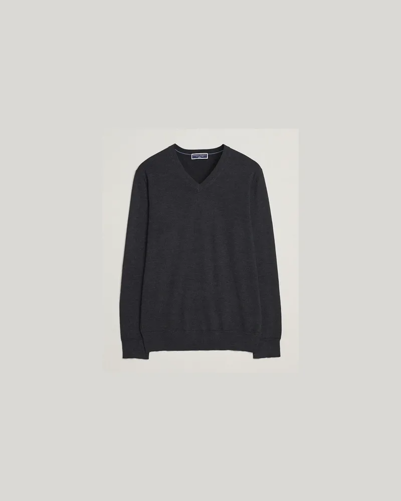 Charles Tyrwhitt Pure Merino V-Neck Jumper Dark Charcoal Grau