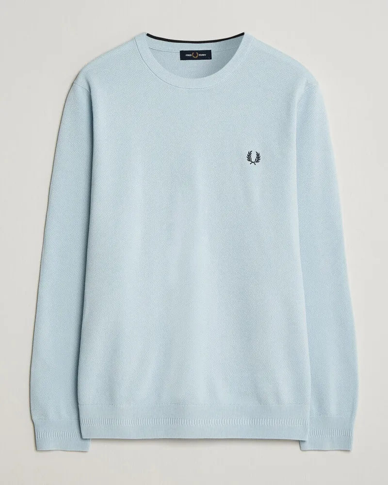 Fred Perry Piqué Stitched Sweater Light Ice Blau