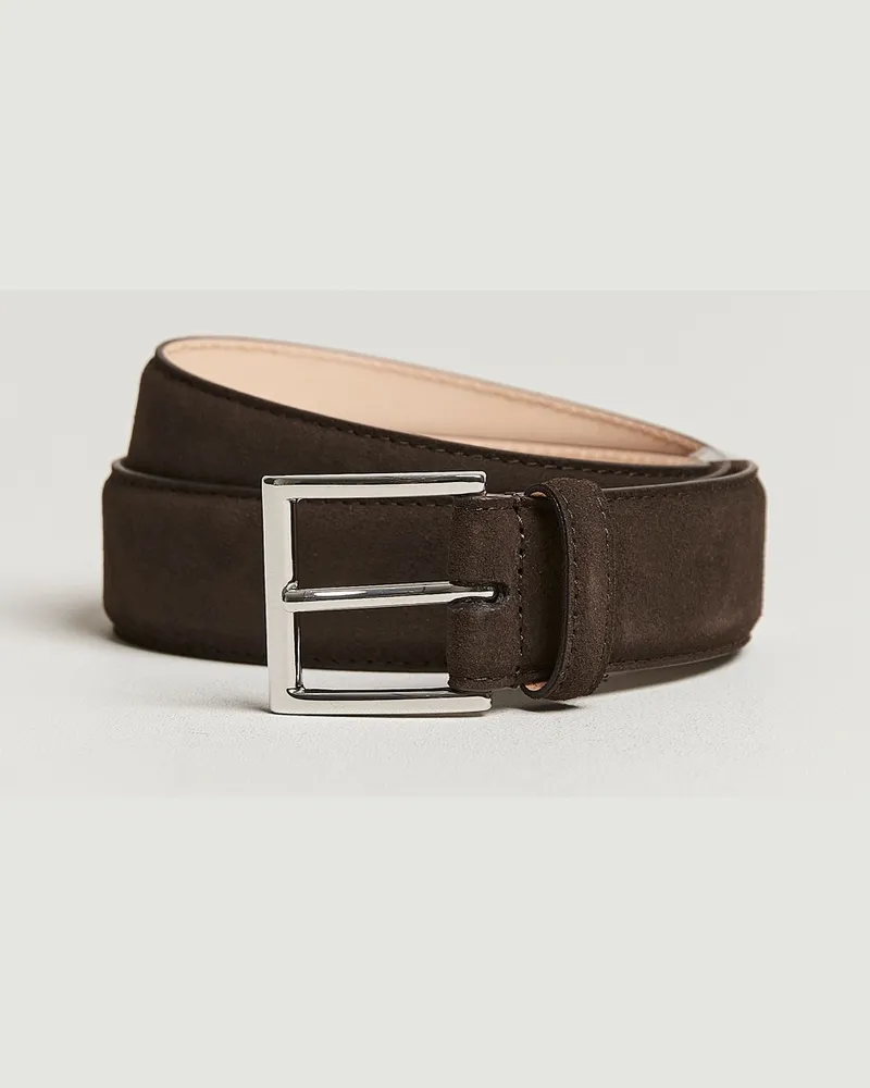 Crockett & Jones Belt 3,2 cm Dark Brown Suede Braun