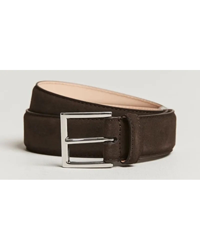 Crockett & Jones Belt 3,2 cm Dark Brown Suede Braun