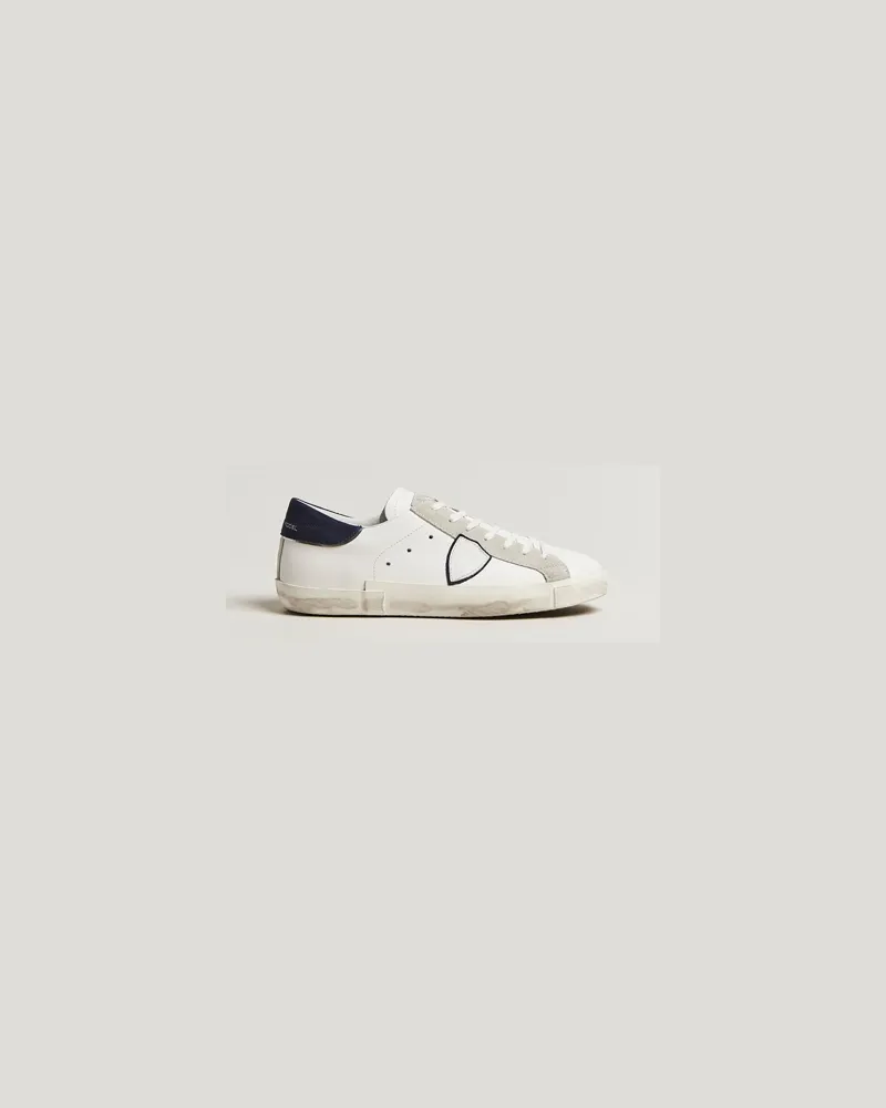 Philippe Model Prsx Low Top Mix Leather Sneakers White/Navy Weiß