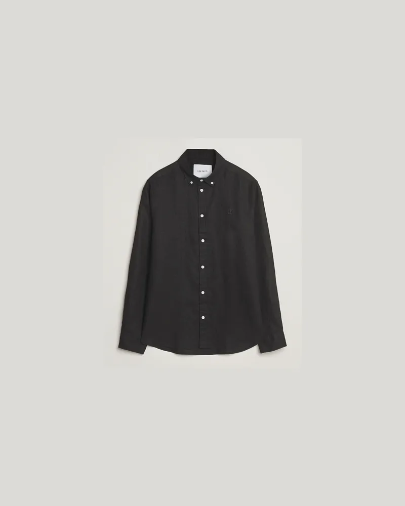 LES DEUX Konrad Linen Shirt Black Schwarz