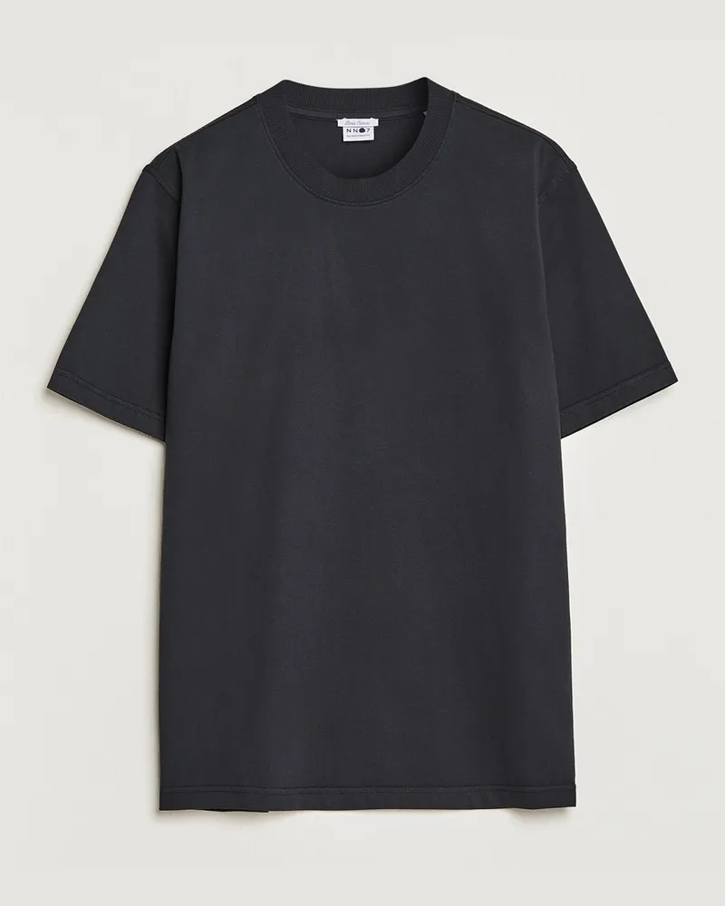 NN 07 Adam Pima Crew Neck T-Shirt Black Schwarz