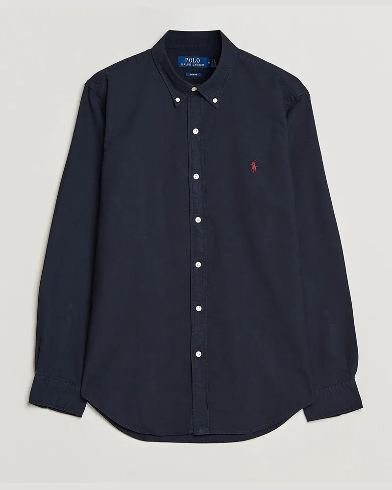 Ralph Lauren Slim Fit Garment Dyed Oxford Shirt Navy Blau