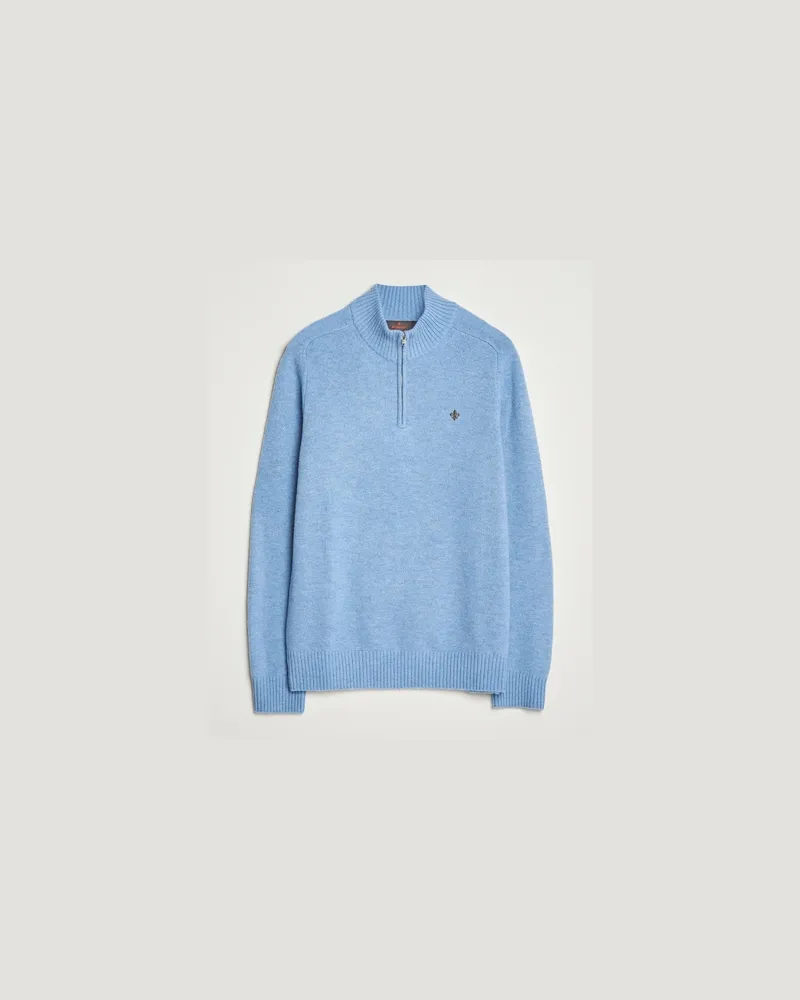 Morris Hertford Lambswool Merino Half Zip Light Blue Blau