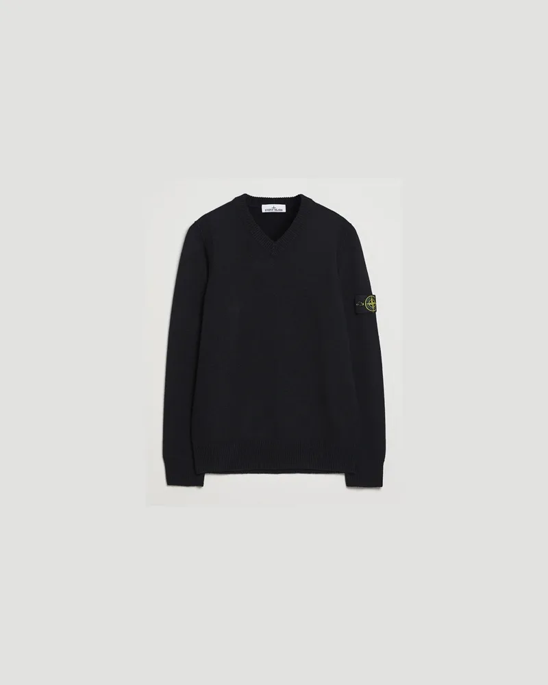 Stone Island Knitted Lambswool V-Neck Black Schwarz