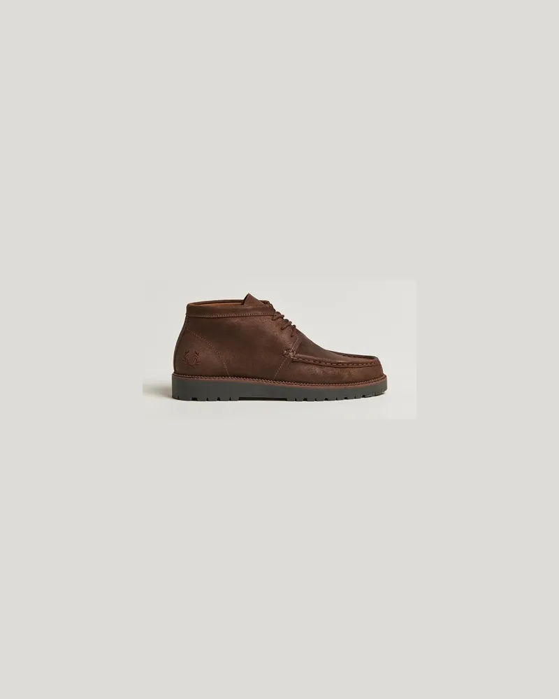 Fred Perry Kenny Waxed Suede Chukka Boot Burnt Tobacco Braun