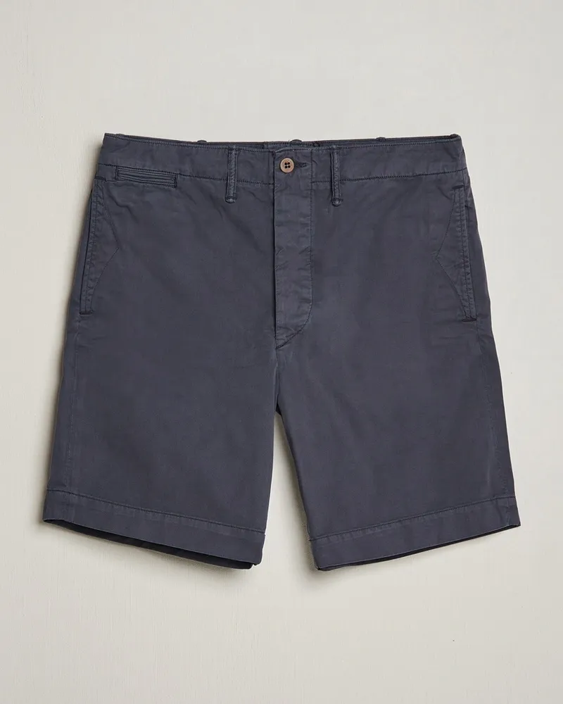 RRL Officers Flat Shorts Navy Blau