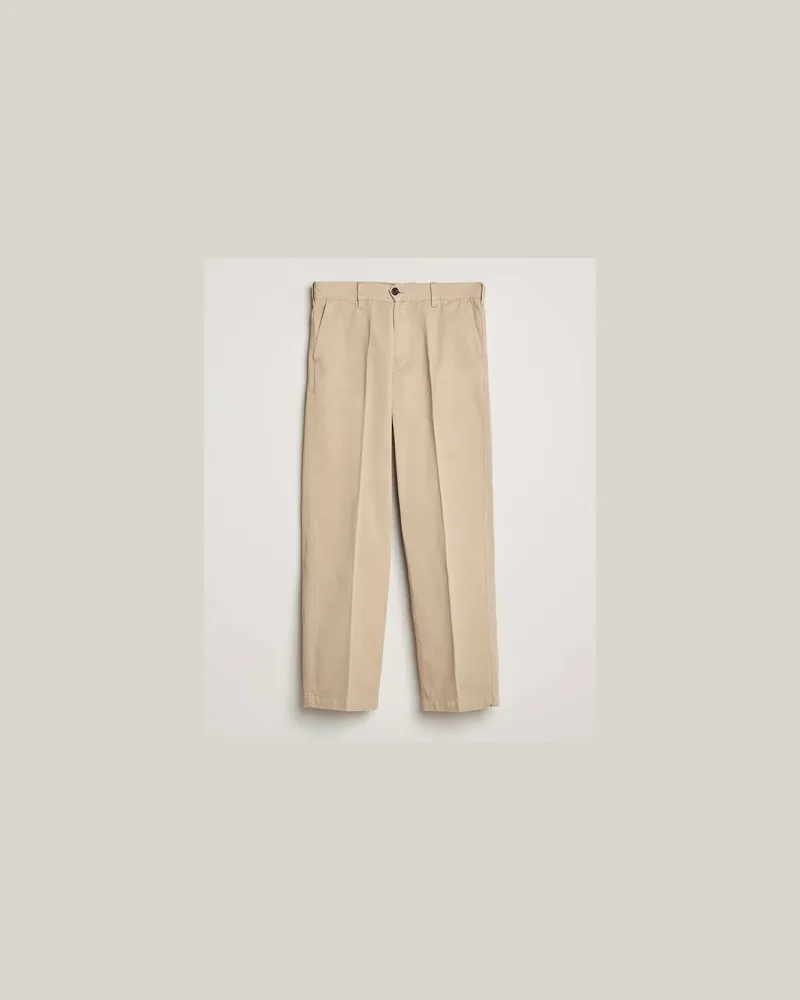 Drake's Flat Front Peached Cotton Chino Sand Beige