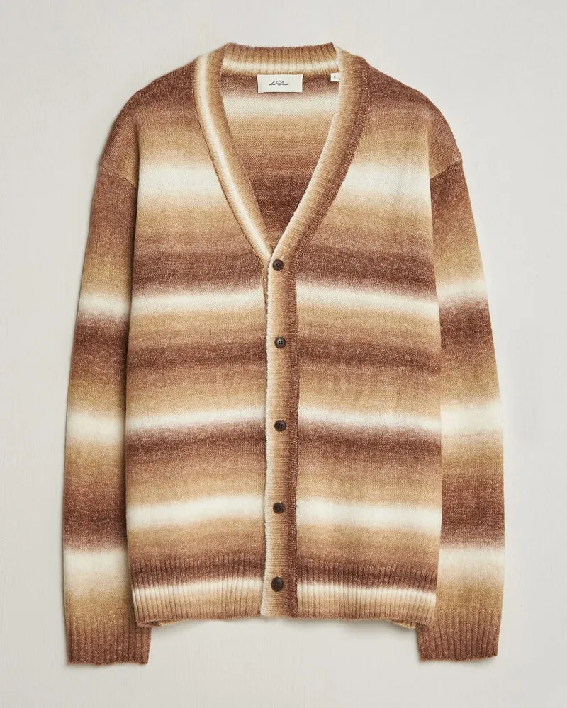 LES DEUX Boston Gradient Knitted Cardigan Teak Brown Braun