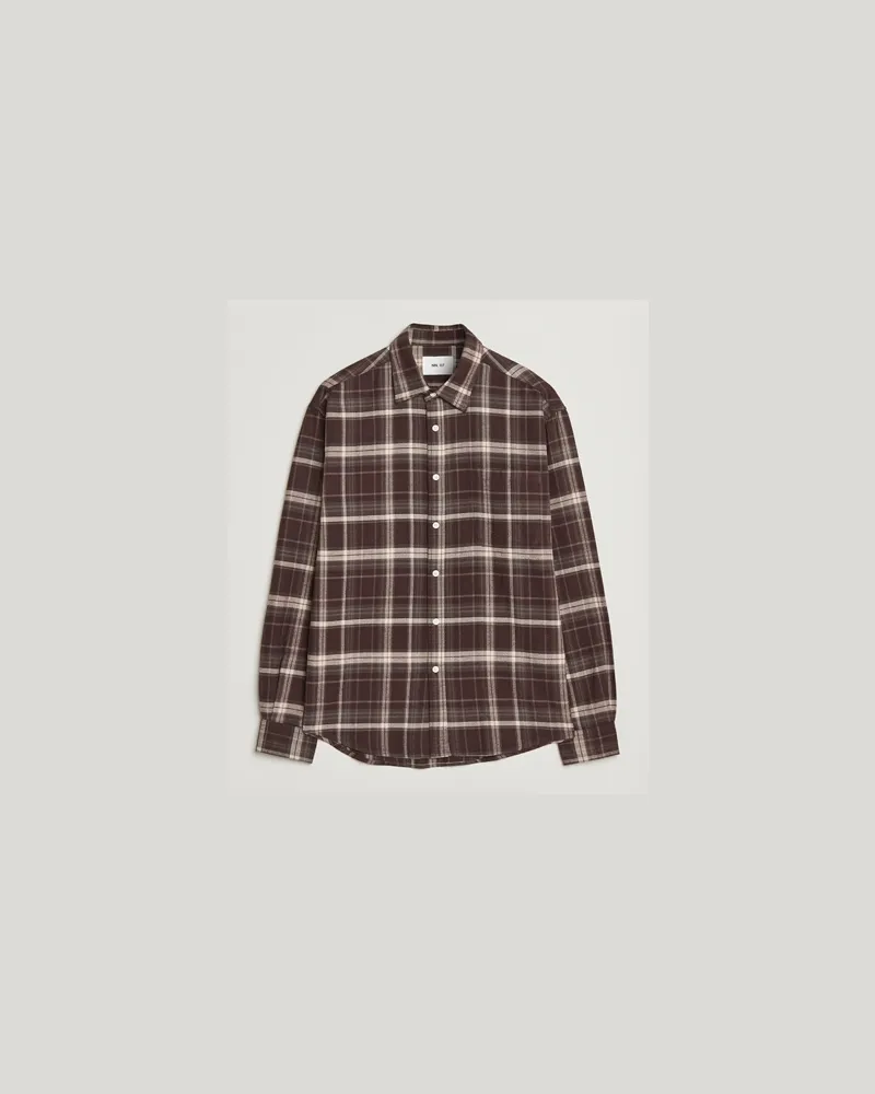 NN 07 Deon Flannel Checked Shirt Dusky Port Braun