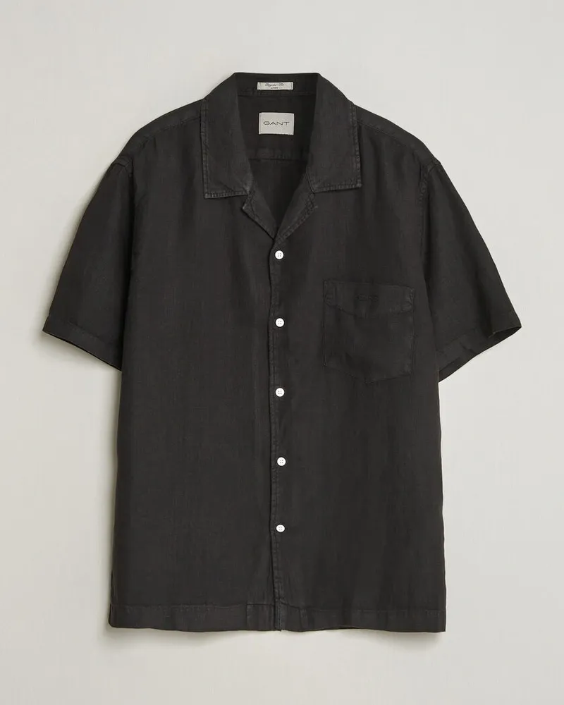 Gant Regular Fit Garment Dyed Camp Shirrt Black Schwarz