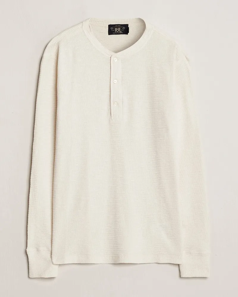 RRL Long Sleeve Henley Paper White Weiß
