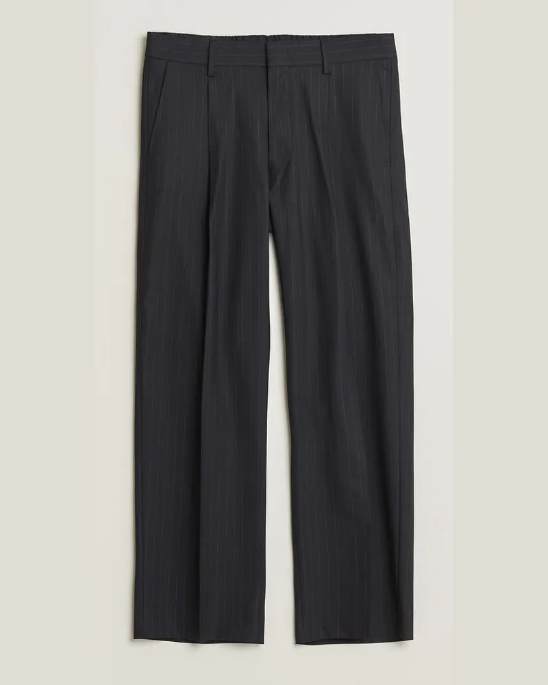 NN 07 Kay Pinstriped Pleated Trousers Navy Blue Blau