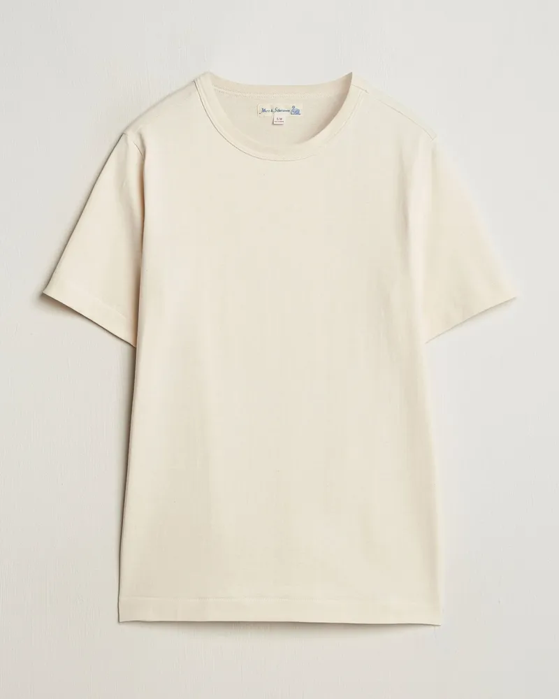 Merz b. Schwanen Relaxed Fit Loopwheeled T-Shirt Nature Weiß