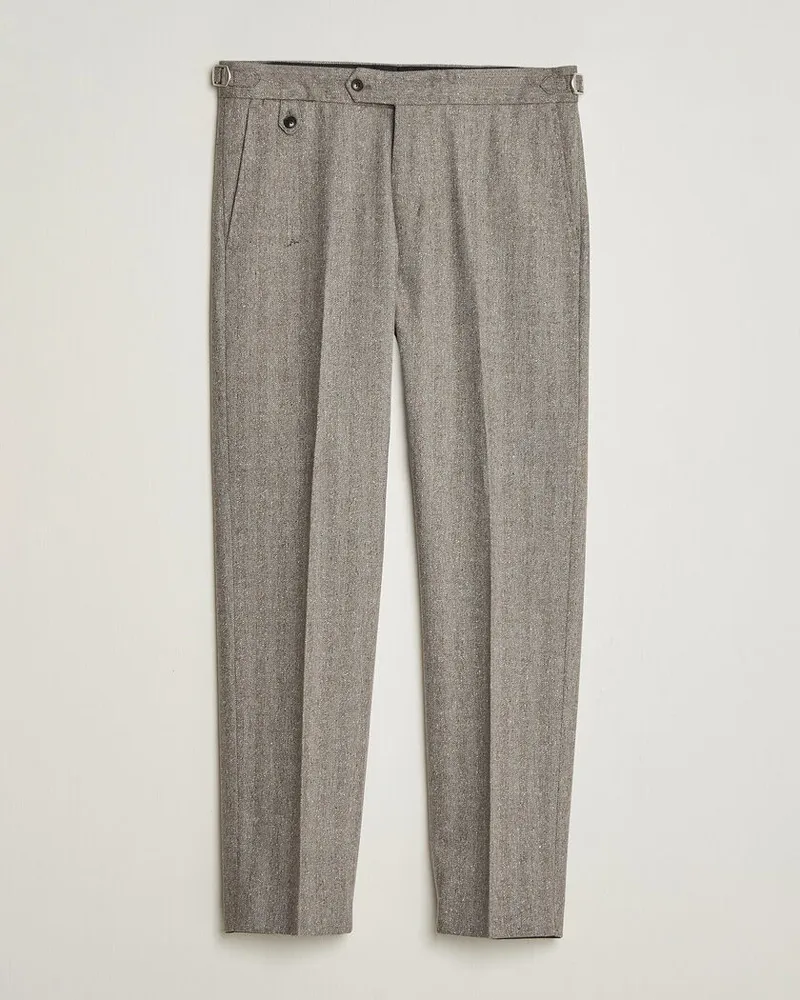 Tiger of Sweden Tense Wool Donegal Suit Trousers Dark Stone Beige