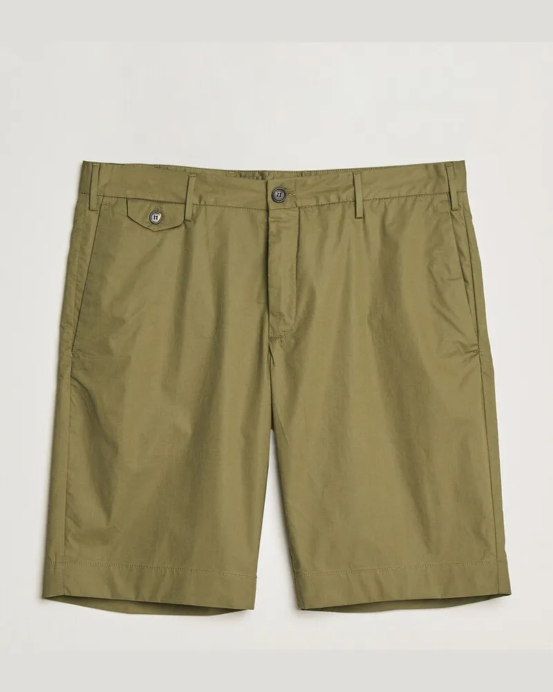 Incotex Cotton Poplin Shorts Olive Grün