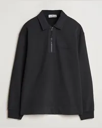 Stone Island Garment Dyed Fleece Zip Polo Black Schwarz