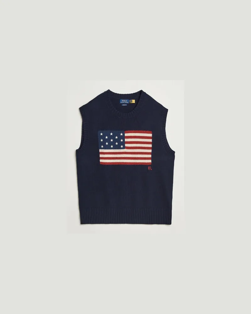 Ralph Lauren US Flag Cotton/Wool Vest Hunter Navy Blau