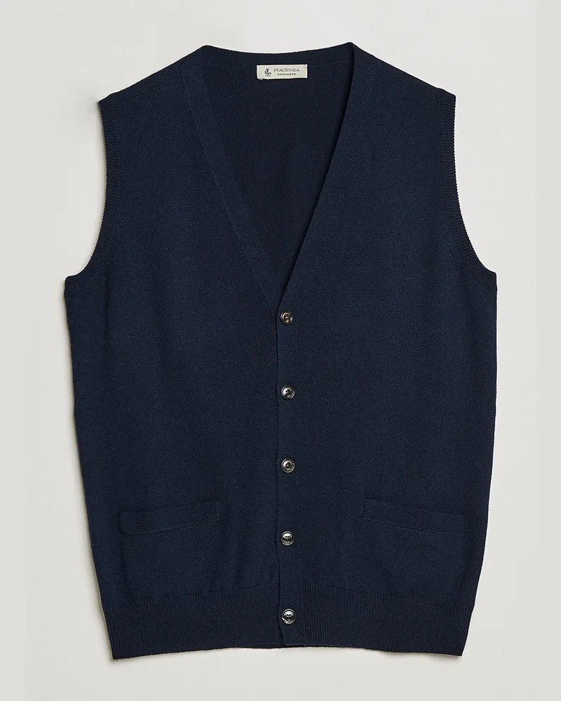 Piacenza Cashmere Cashmere Sleeveless Cardigan Navy Blau