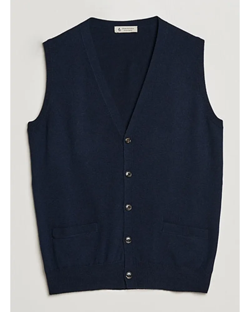 Piacenza Cashmere Cashmere Sleeveless Cardigan Navy Blau